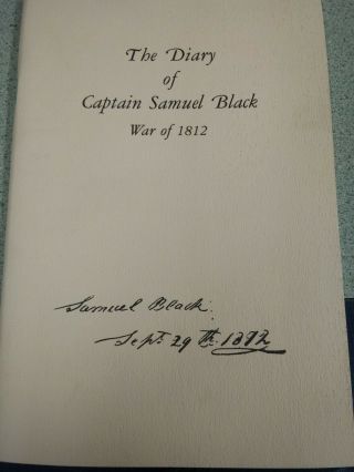 The Diary Of Capt Samuel Black War Of 1812