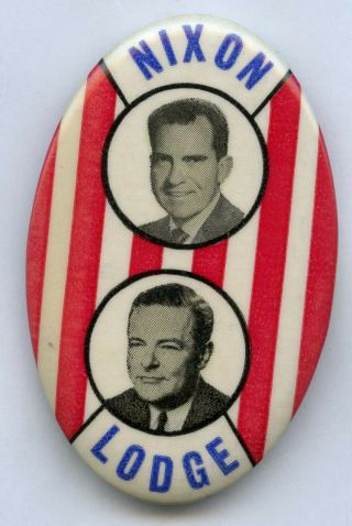 Richard Nixon Lodge Political Campaign Oval Pin Button - Ry771