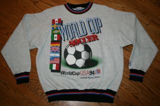Vintage 1994 World Cup Soccer Usa Sweatshirt Shirt Adult Xl The Game Ball Flags
