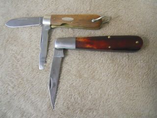 Vintage (set Of 2) " Case " Xx - 12031l & 6143 Folding Pocket Knives - Wood Handles