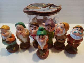 Walt Disney Parks Seven Dwarfs Squeak Toys Set 5 - 1/2 " In Orig Pkg