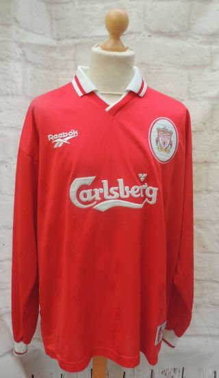 Vintage Liverpool Home Shirt 1996 - 98 Carlsberg/reebok Long Sleeves 46 " - 48 "