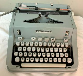 Vtg Hermes 3000 Typewriter For Repair Or Parts