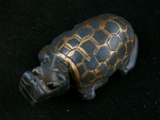 Antique Chinese Jade Hand Painted Legendary Dragon - Turtle Statue Y071