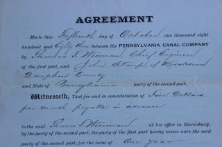 Vintage 1883 Pennsylvania Canal Lease,  Guard House,  Middletown,  Dauphin County,  Pa 3