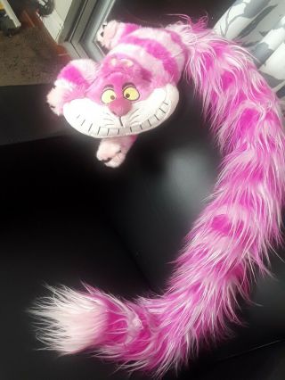 55 " Alice In Wonderland Cheshire Cat Disney Parks Plush Pink Stuffed Long Tail