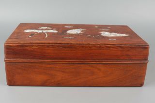 Chinese Exquisite Handmade Wood Inlaid Shell Box