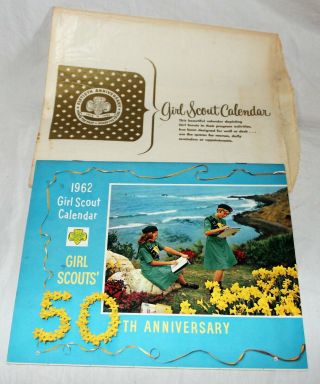 1962 Girl Scout Calendar And Sleeve -