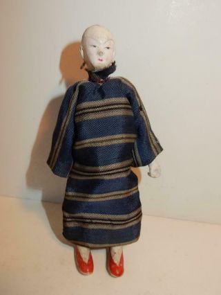 Antique Japanese Gofun Doll Ichimatsu Man Dollhouse Size 4.  75 "