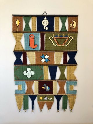 Vintage Woven Wall Hanging / Tapestry / Boho / Mid Century / Eames / Knoll / Mcm