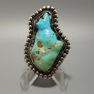 Vintage Southwestern Sterling Silver Ring,  Bear Shaped Turquoise,  Sz 9&1/2