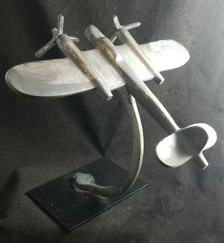 Vintage Wwii Trench Art Airplane Mosquito Light Bomber Mantel Or Desk Art Es