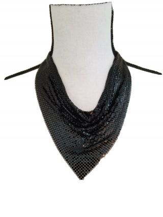 Vintage Whiting And Davis Black Mesh Necklace