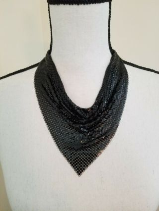 Vintage Whiting and Davis Black Mesh Necklace 2