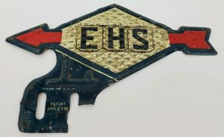 Vintage Sunoco " Ehs " Gas & Oil Metal License Plate Tag Topper Advertisement 8 "