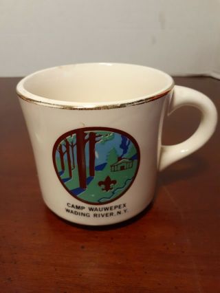 Vintage Camp Wauwepex Coffee Cup Mug Wading River Ny Souvenir Usa Bsa Troop