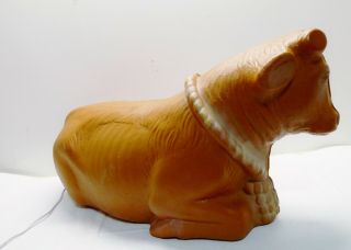Vintage Poloron Nativity Ox Cow Blow Mold Lighted Christmas 26 " X 4 " X12 " Heavy