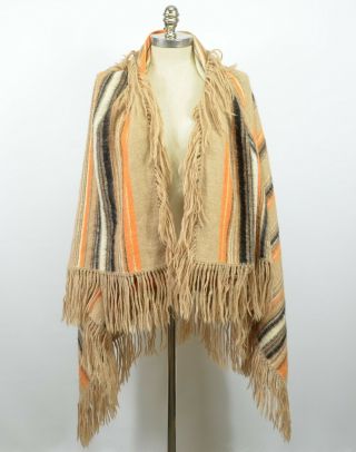 Vintage Hand Made Alpaca Peruvian Throw Blanket Shawl Arte Folklorico Peruano