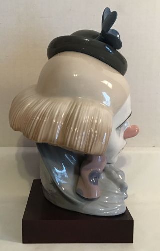 VINTAGE Lladro Figurine Pensive Clown 5130 Glaze Bust Head w/Base,  Spain 2