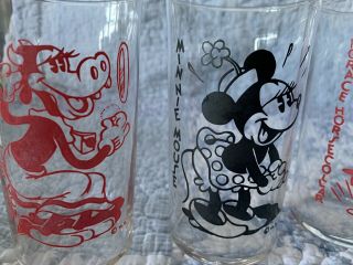 Vintage 5 Disney Glasses,  Donald Duck,  Pluto,  Horace,  Clarabelle & Minnie 2