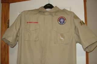 Bsa Boy Scout Tan Short Sleeved Uniform Shirt Men’s Adult Medium