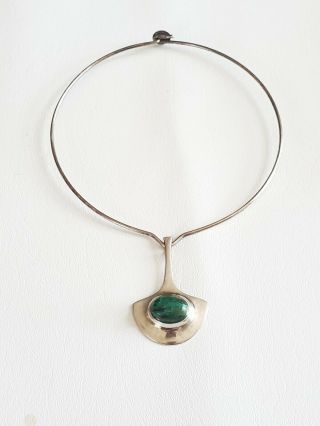 Vintage Mid Century Modernist Sterling Silver Collar Necklace Eilat Stone 1960 