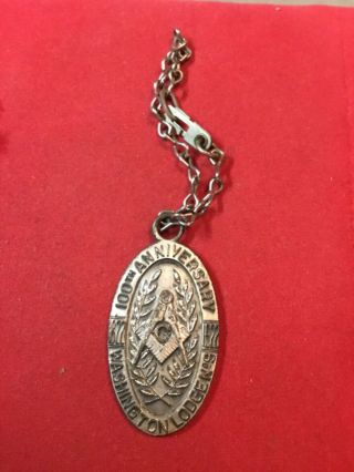 100th Anniversary (1822 - 1922) Masonic Medal Washington Lodge No.  9,  Eatontown Nj