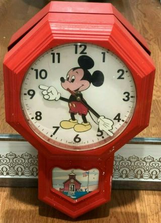 Vintage Mickey Mouse Electric Wall Clock Welby By Elgin School House