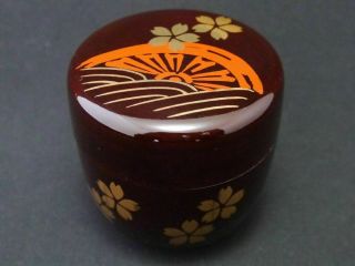 Japanese Lacquer Resin Tea Caddy Genji - Guruma Design Natsume (725 - 19)