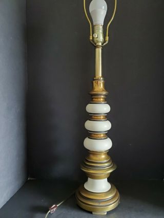 Vtg Mid Century Stiffel Brass & Porcelain Table Lamp 34 "