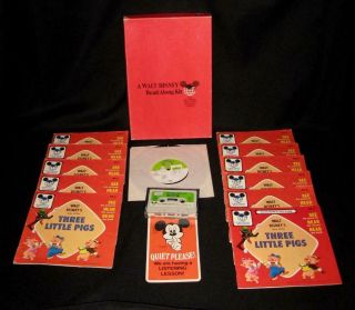 Vintage Disney Read - Along Kit The Three Little Pigs Books Cassette Record