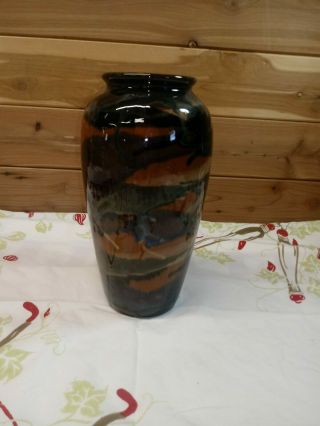 Vintage Ceramic Art Pottery Vase Drip Glazed 9 "