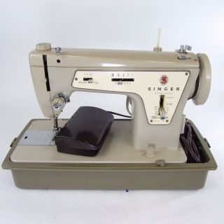 Vintage Singer Zig Zag Sewing Machine Model 237 Fashion Mate In Carrying Case