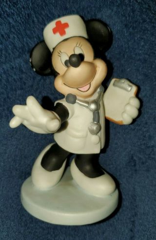 Disney Nurse Minnie Mouse Porcelain Figurine Vintage Disney
