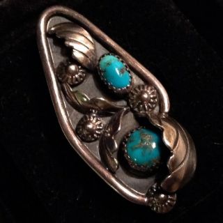 Vintage Mary Matt Navajo Southwest Turquoise Sterling Silver Ring Size 5 1/4