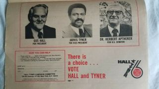 1976 Us Communist Gus Hall Jarvis Tyner Vp Herb Apetheker Ny Us Senate Newspaper