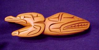 Vintage Northwest Coast Haida Beautifully Carved Wood Rattle