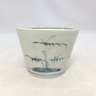B367: Japanese Really Old Ko - Imari Blue - And - White Porcelain Cup Soba - Choko