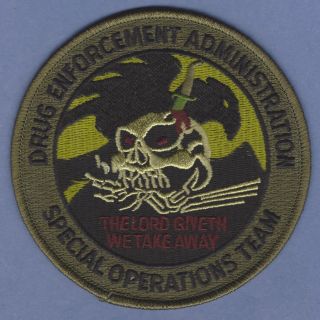 Dea Drug Enforcement Administration Special Operations Team Shoulder Patch Green