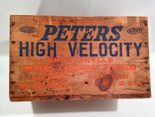 Vintage Peters High Velocity 12 Ga 2 3/4 Shot Shell Ammo Crate Look & Read