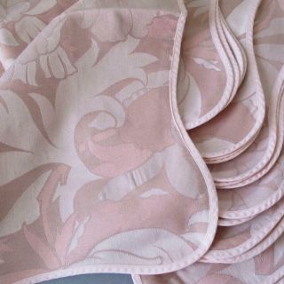 Set 8 Fine Vintage Porthault Rose Pink Damask Linen 19 " Napkins Made In France