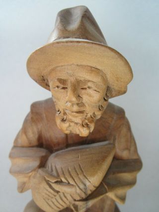 Vintage Chinese Wise Old Man Hand Carved Wood Figure 8” 3