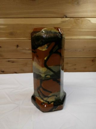 Vintage Ceramic Art Pottery Vase Drip Glazed Footed 9 1/2 "