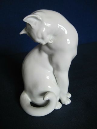 Vintage Augarten Wien White Porcelain Cat Figurine Austria