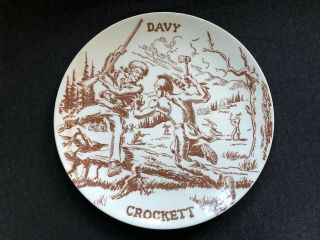 Vintage Davy Crockett Oxford Plate Walt Disney Rifle Hatchet Indian Fight