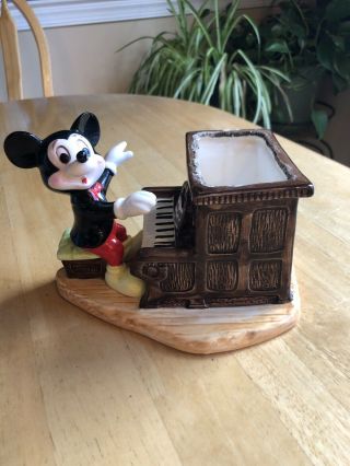 Vintage Walt Disney " Mickey Mouse Piano Ceramic Planter " Vg,
