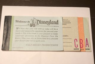Vtg 1978 Partial Adult Disneyland Ticket Coupon Book - A,  B,  C