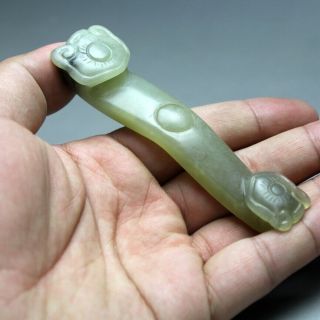 3.  9  China Old Green Jade Chinese Hand - Carved Ancient Ruyi Statue 0491