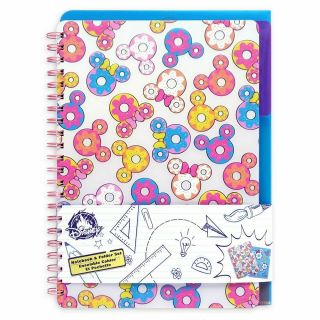 Disney Store Mickey And Minnie Mouse Donuts Notebook And Folder Set
