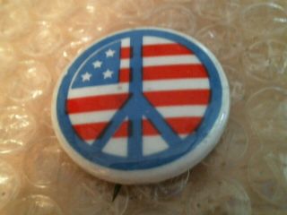 Peace Sign American Flag Hippies Era Viet - Nam Vintage 1 2/8 " Pinback
